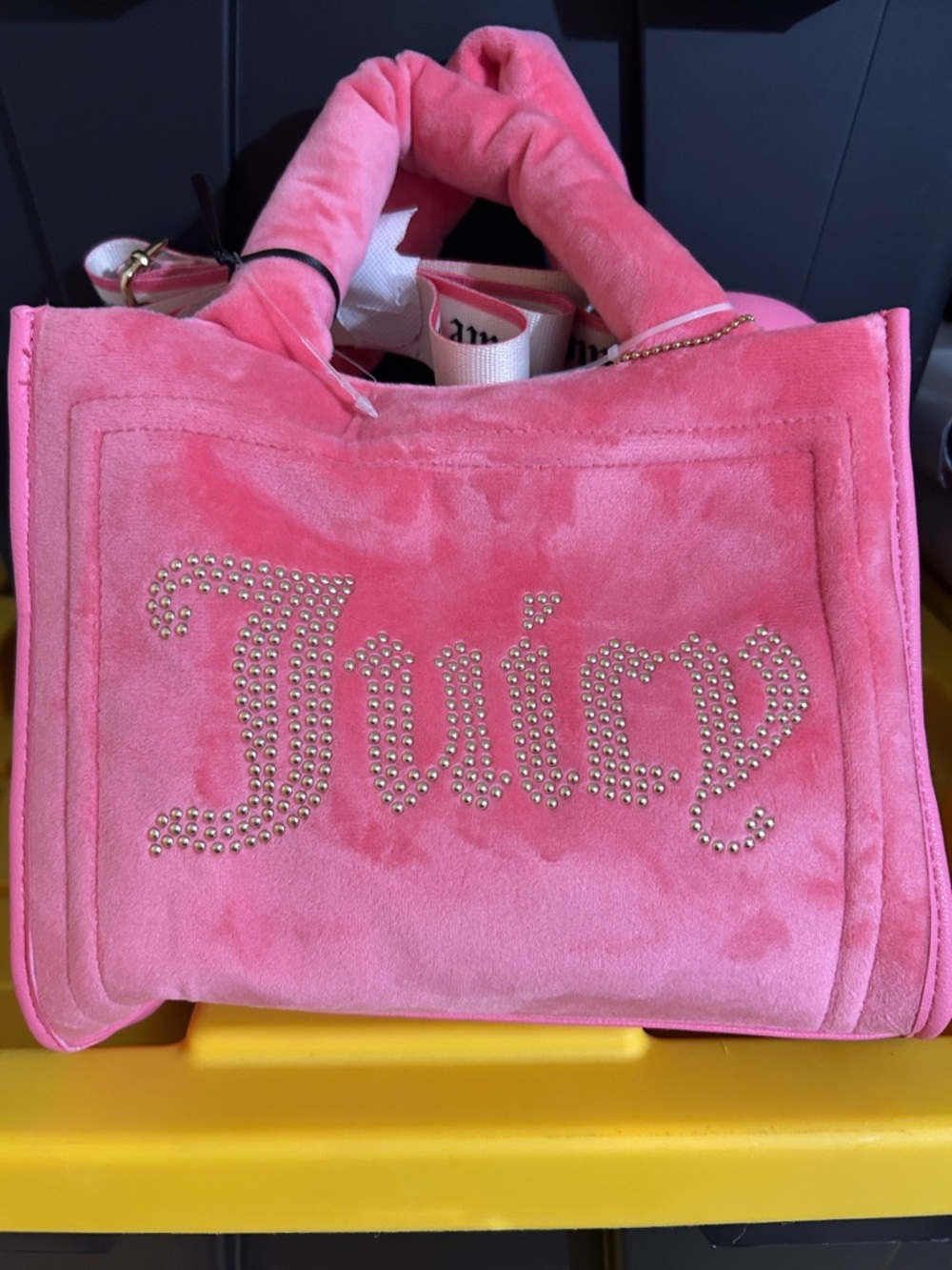 Juicy Couture Pink Velvet Studded Tote Bag